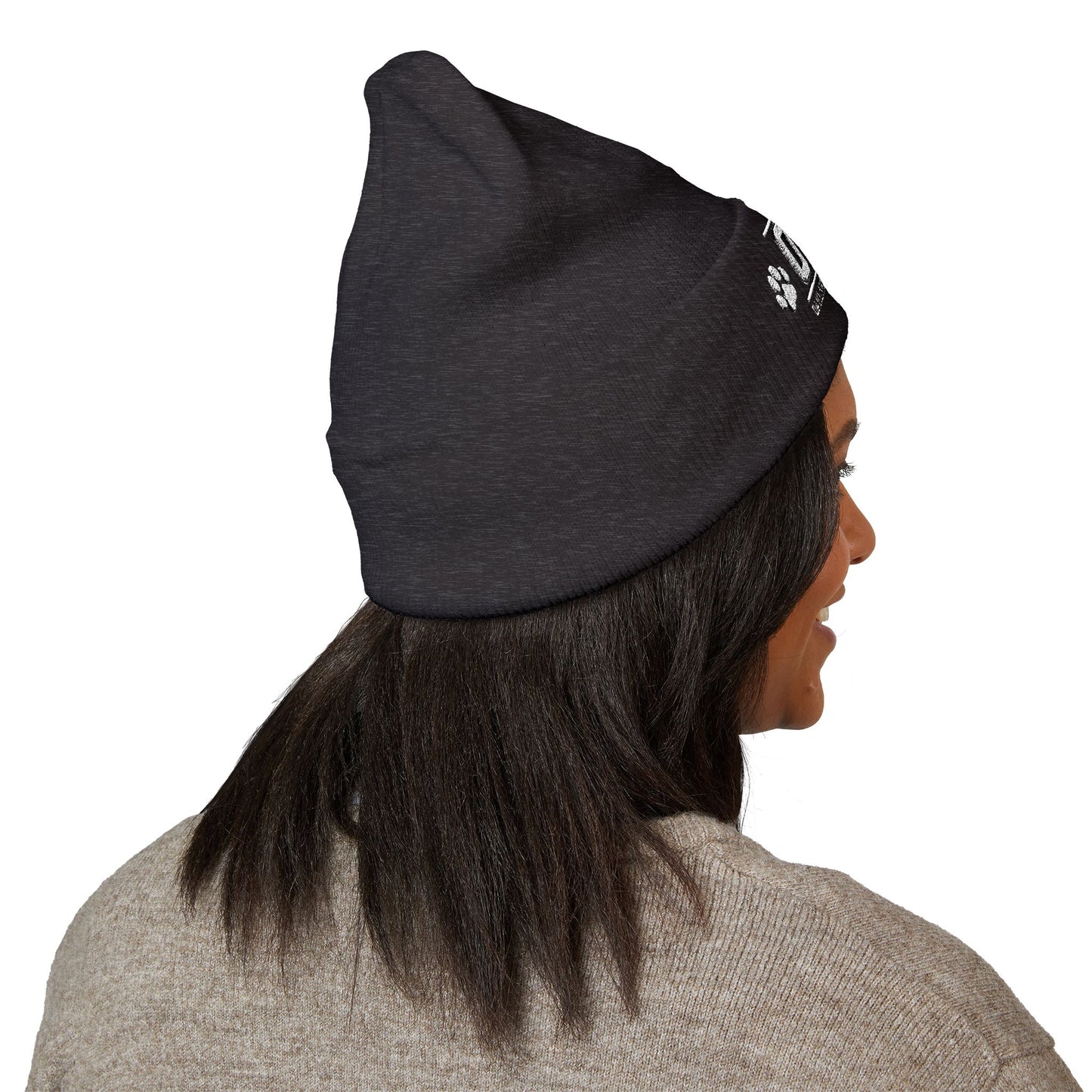 OAS Custom Embroidered Classic Cuffed Beanie - Bright Yellow Paw Print Design