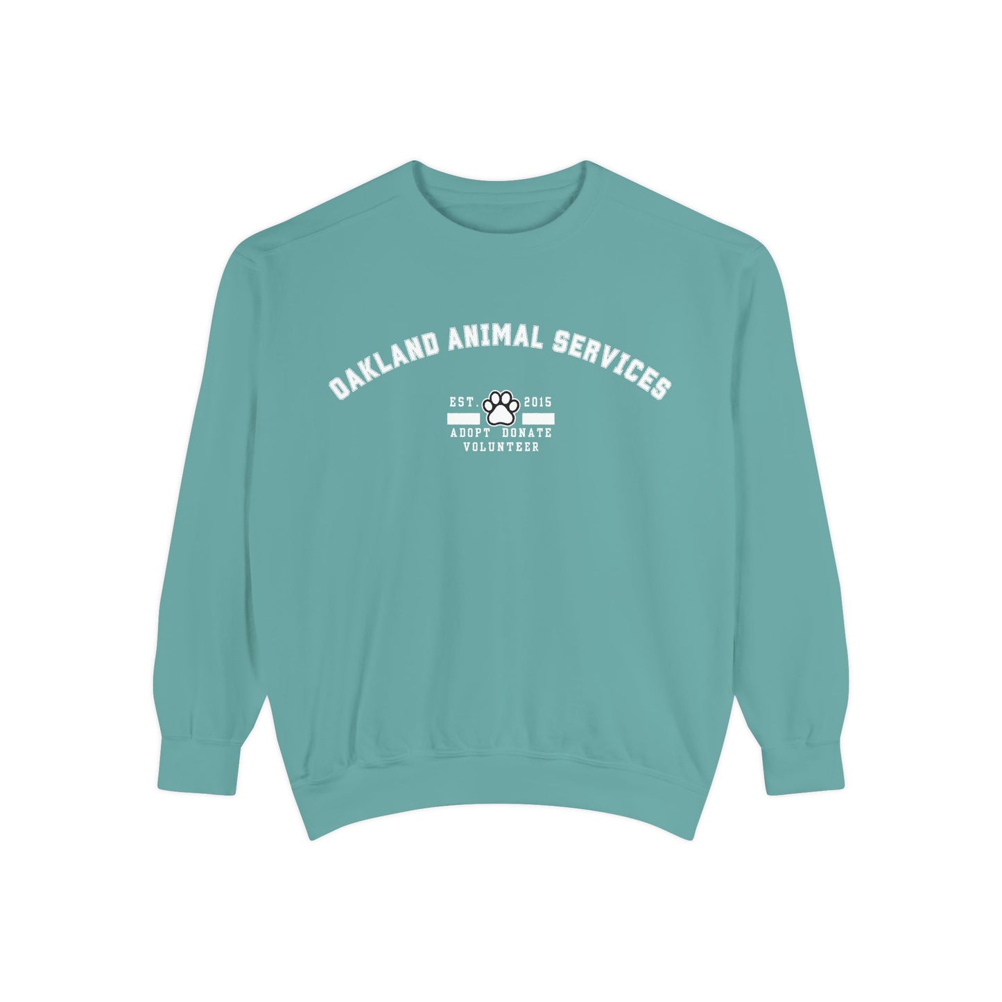 OAS Varsity Unisex Garment-Dyed Sweatshirt - Oakland Animal Services Charity Apparel