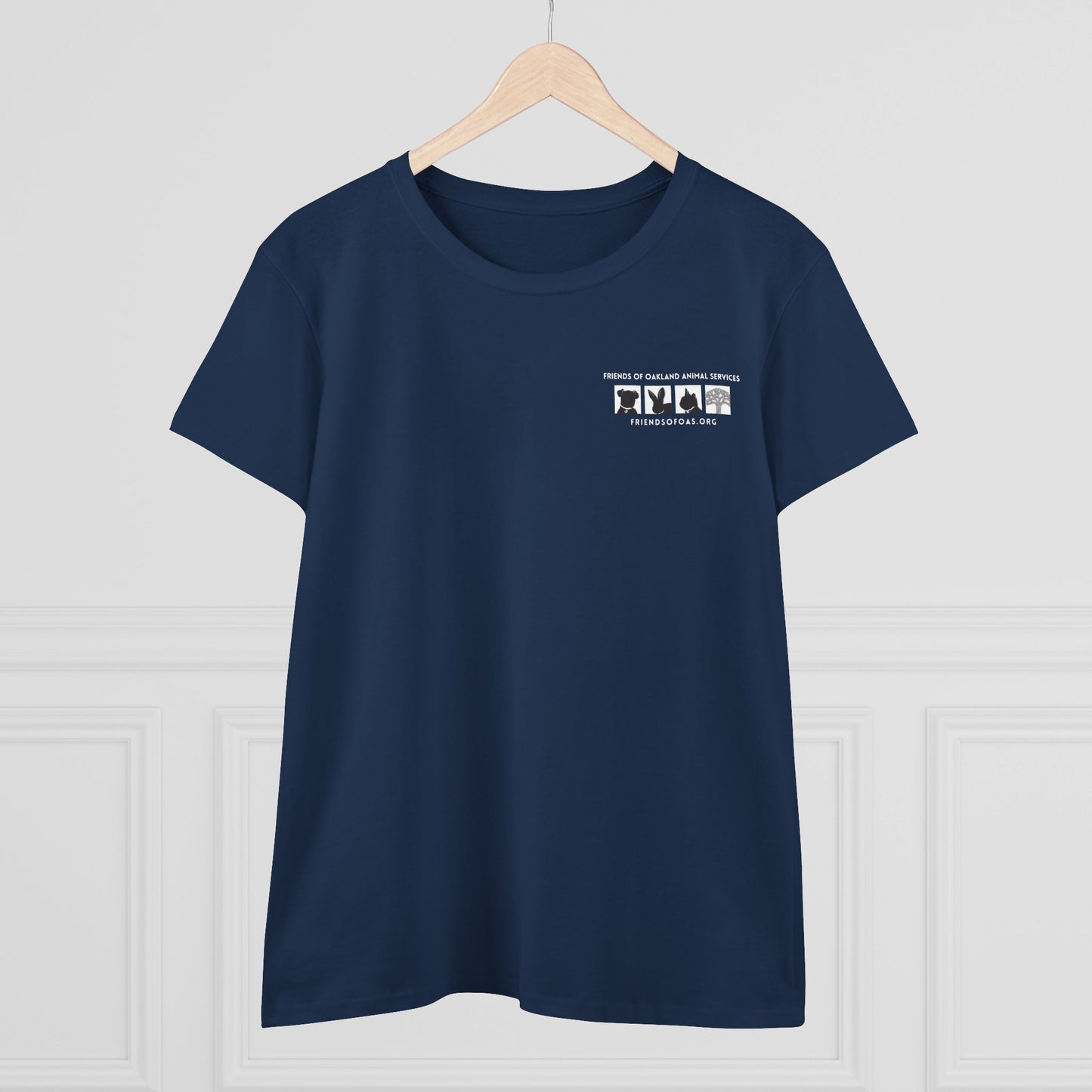 Helping Paw - Back Printed Women's Midweight Cotton Tee - Foster Adopt Donate Paw Print Tee