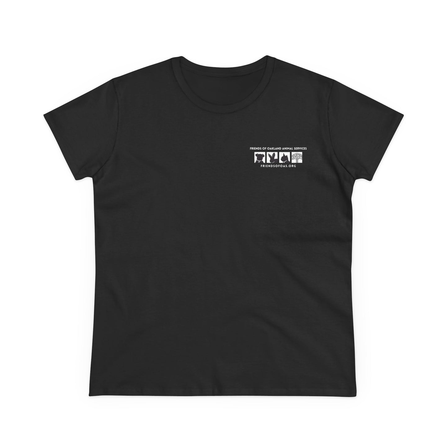 Helping Paw - Back Printed Women's Midweight Cotton Tee - Foster Adopt Donate Paw Print Tee