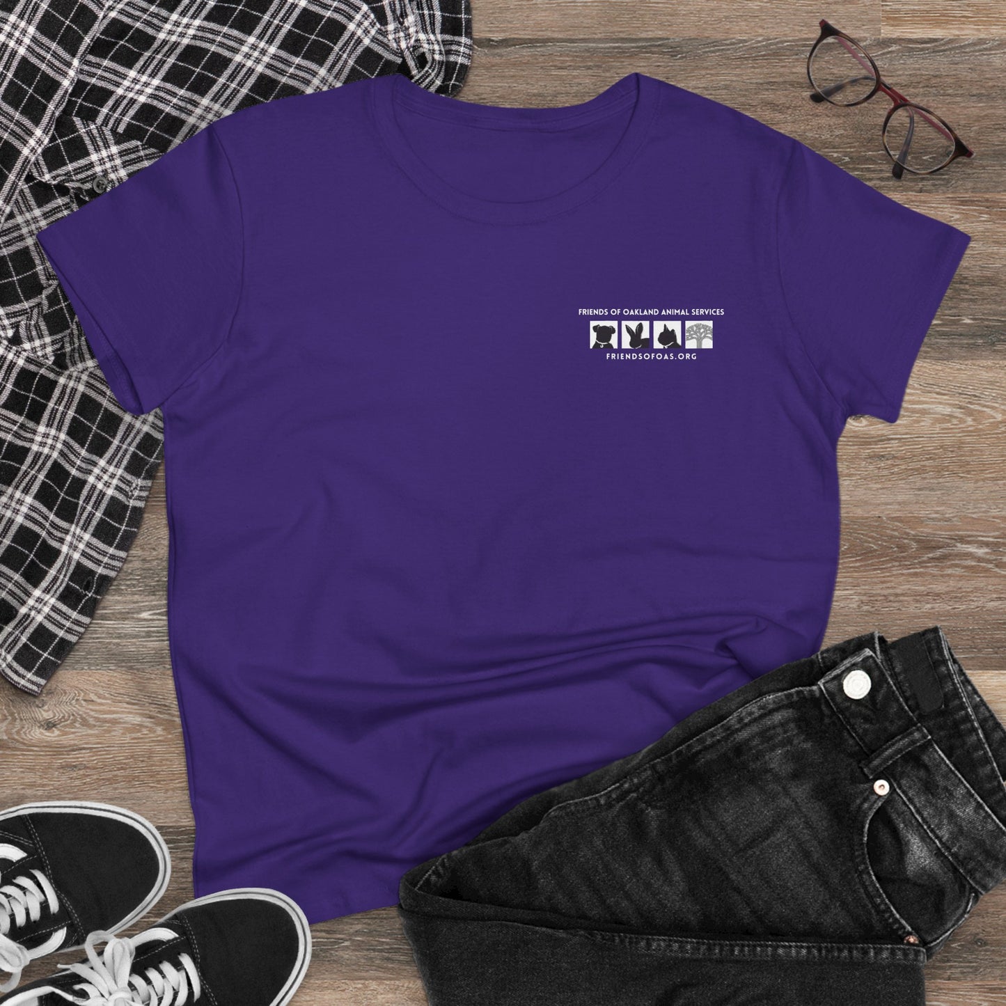 Helping Paw - Back Printed Women's Midweight Cotton Tee - Foster Adopt Donate Paw Print Tee