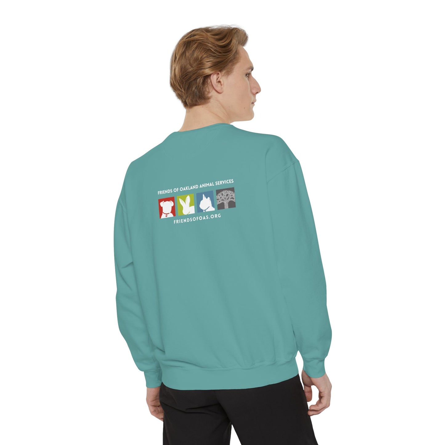 OAS Varsity Unisex Garment-Dyed Sweatshirt - Oakland Animal Services Charity Apparel