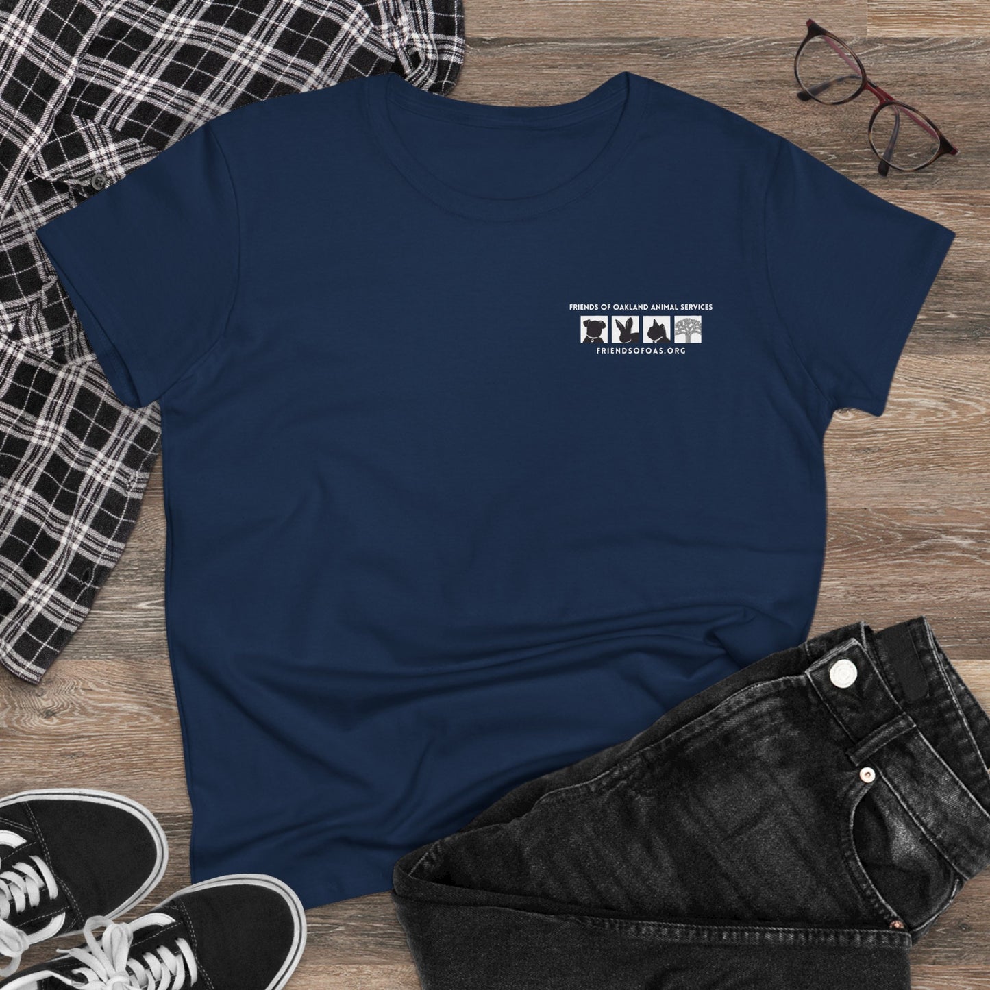 Helping Paw - Back Printed Women's Midweight Cotton Tee - Foster Adopt Donate Paw Print Tee