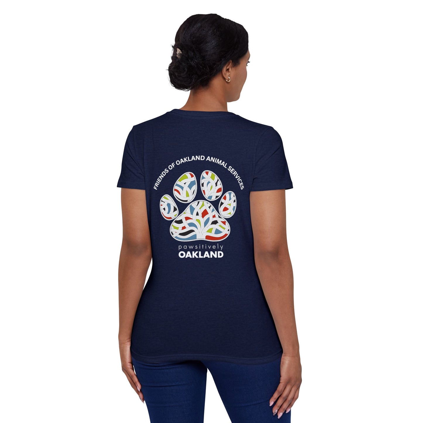 Pawsitively Oakland Back Printed Women's Organic Short Sleeve T-Shirt