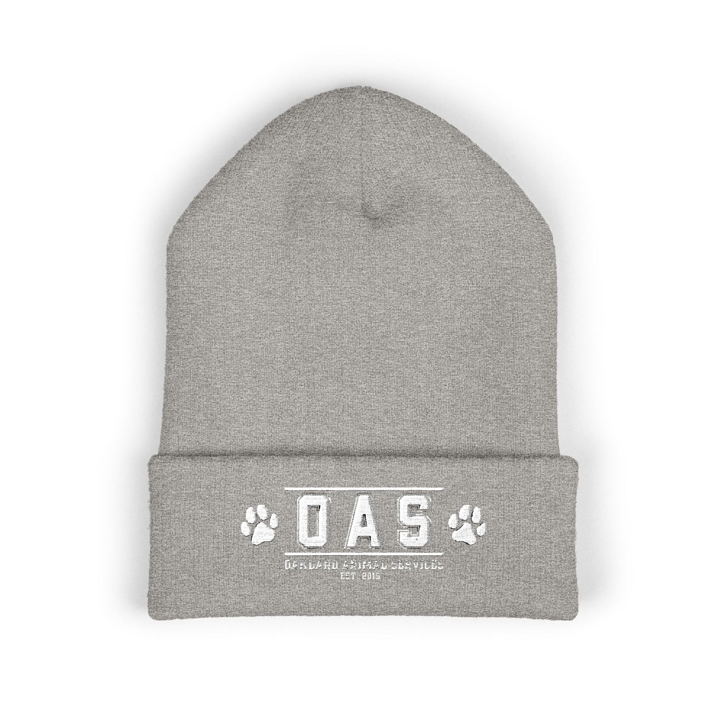 OAS Custom Embroidered Classic Cuffed Beanie - Bright Yellow Paw Print Design