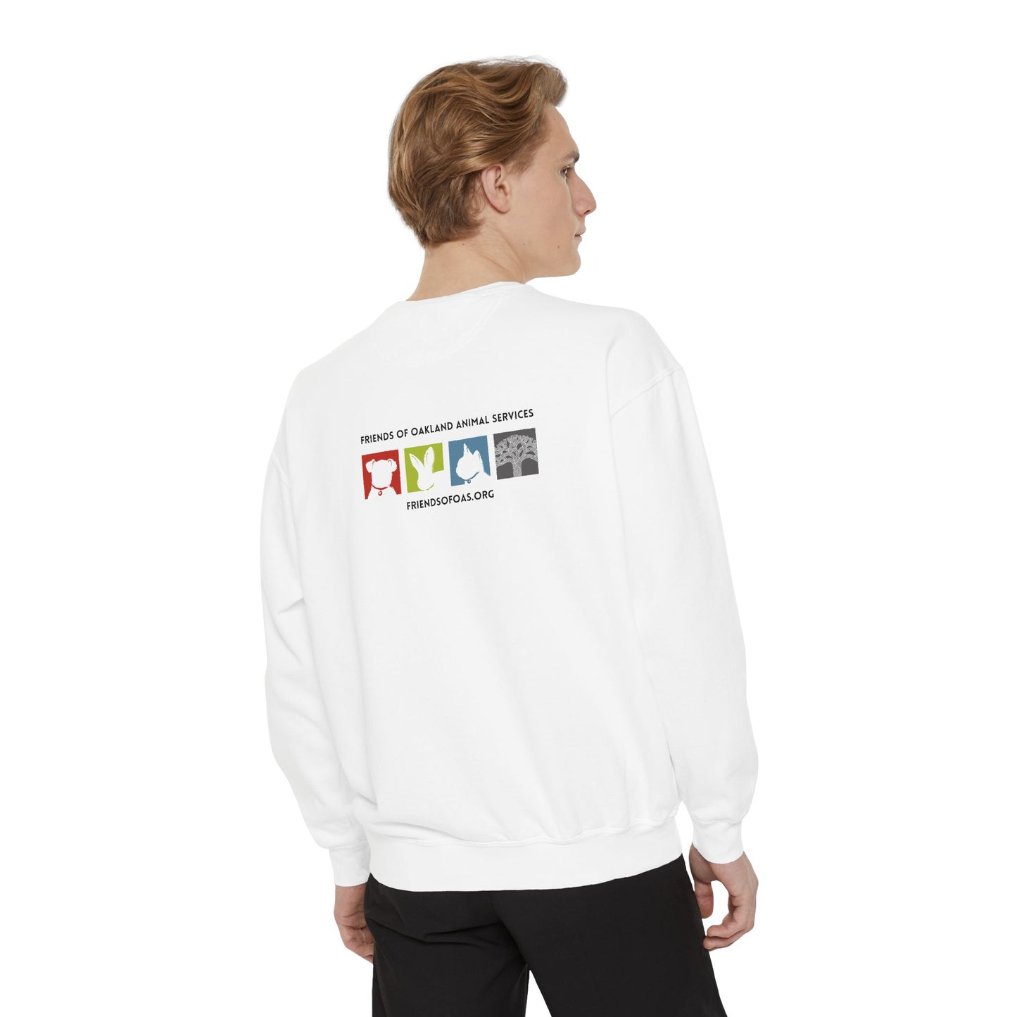OAS Varsity Unisex Garment-Dyed Sweatshirt - Oakland Animal Services Charity Apparel