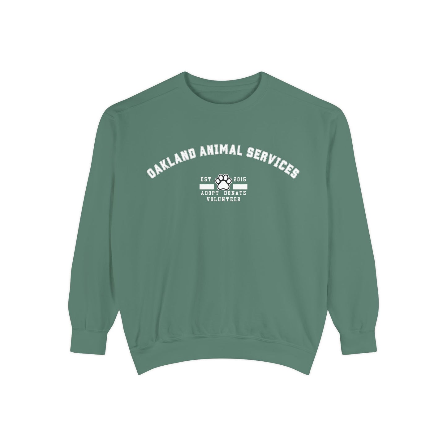 OAS Varsity Unisex Garment-Dyed Sweatshirt - Oakland Animal Services Charity Apparel