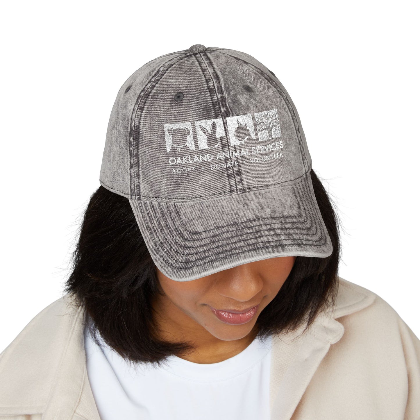 OAS Logo Vintage Embroidered Animal Rescue Cap - Grey Baseball Hat for Pet Lovers