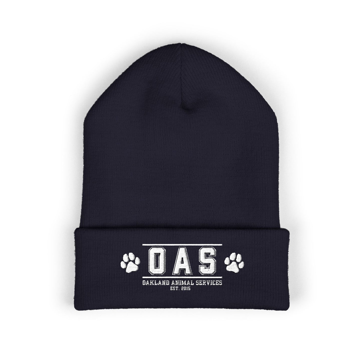 OAS Custom Embroidered Classic Cuffed Beanie - Bright Yellow Paw Print Design