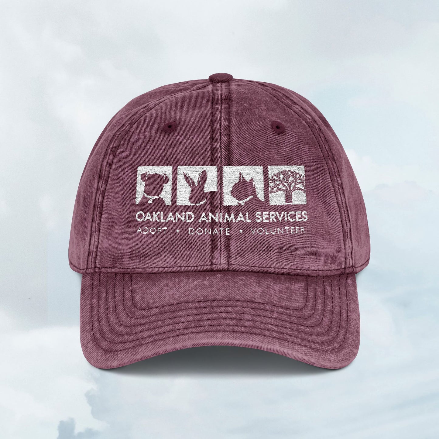 OAS Logo Vintage Embroidered Animal Rescue Cap - Grey Baseball Hat for Pet Lovers