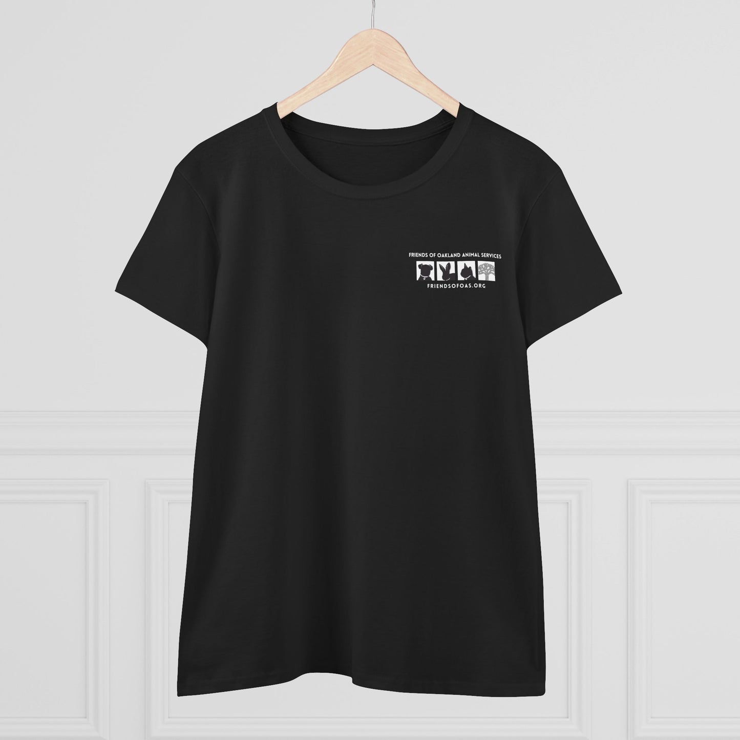 Helping Paw - Back Printed Women's Midweight Cotton Tee - Foster Adopt Donate Paw Print Tee