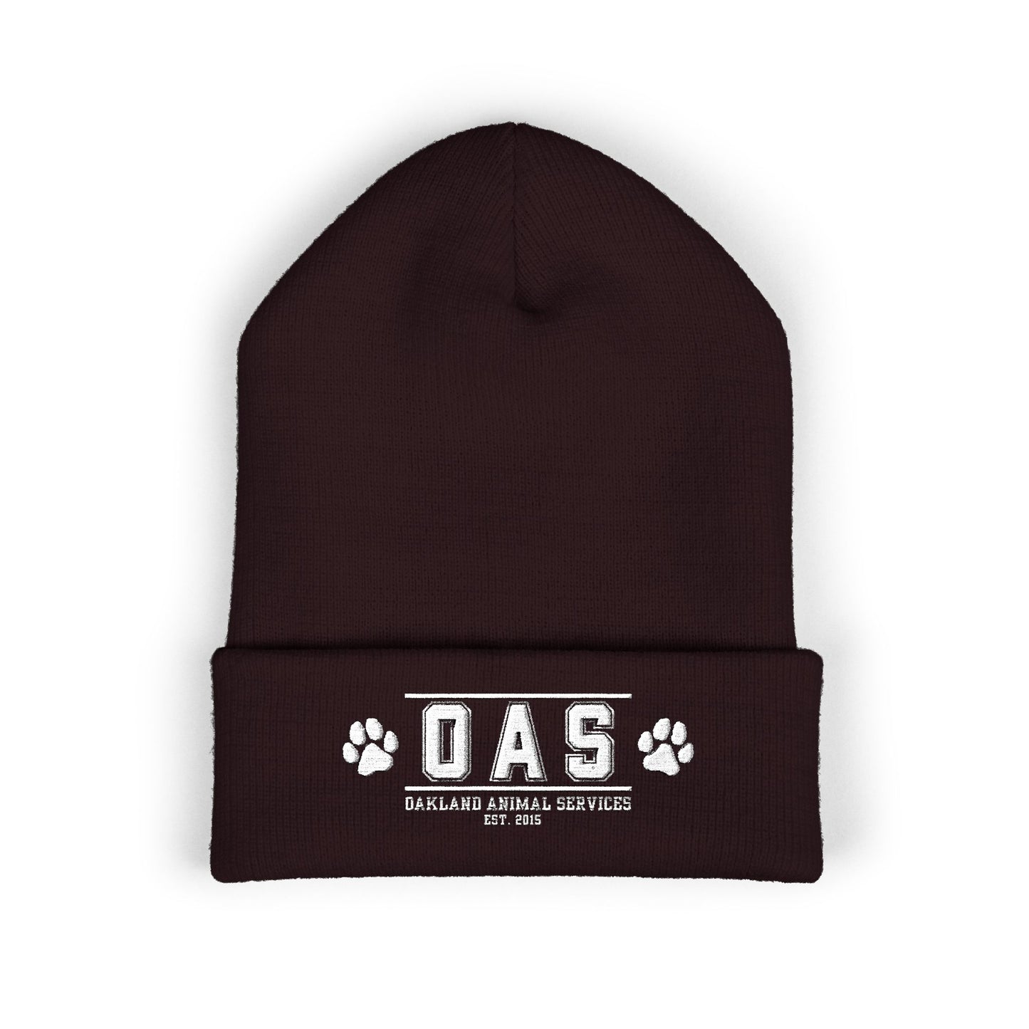 OAS Custom Embroidered Classic Cuffed Beanie - Bright Yellow Paw Print Design