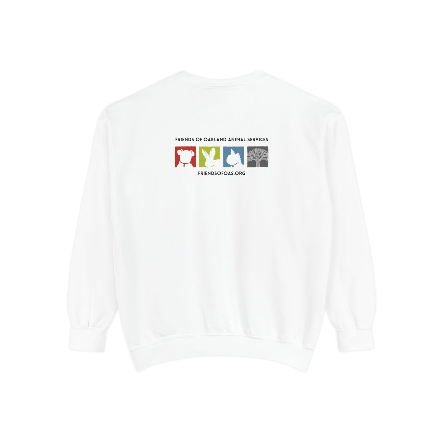 OAS Varsity Unisex Garment-Dyed Sweatshirt - Oakland Animal Services Charity Apparel