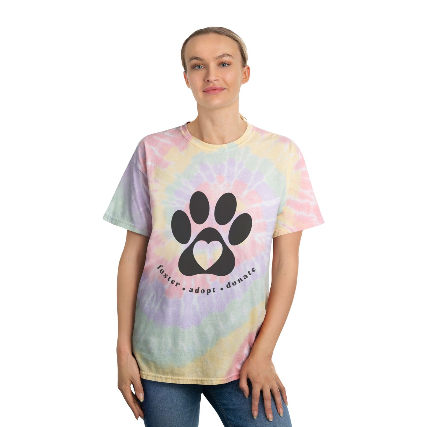 Colorful Tie-Dye Paw Print Tee - Foster Adopt Donate