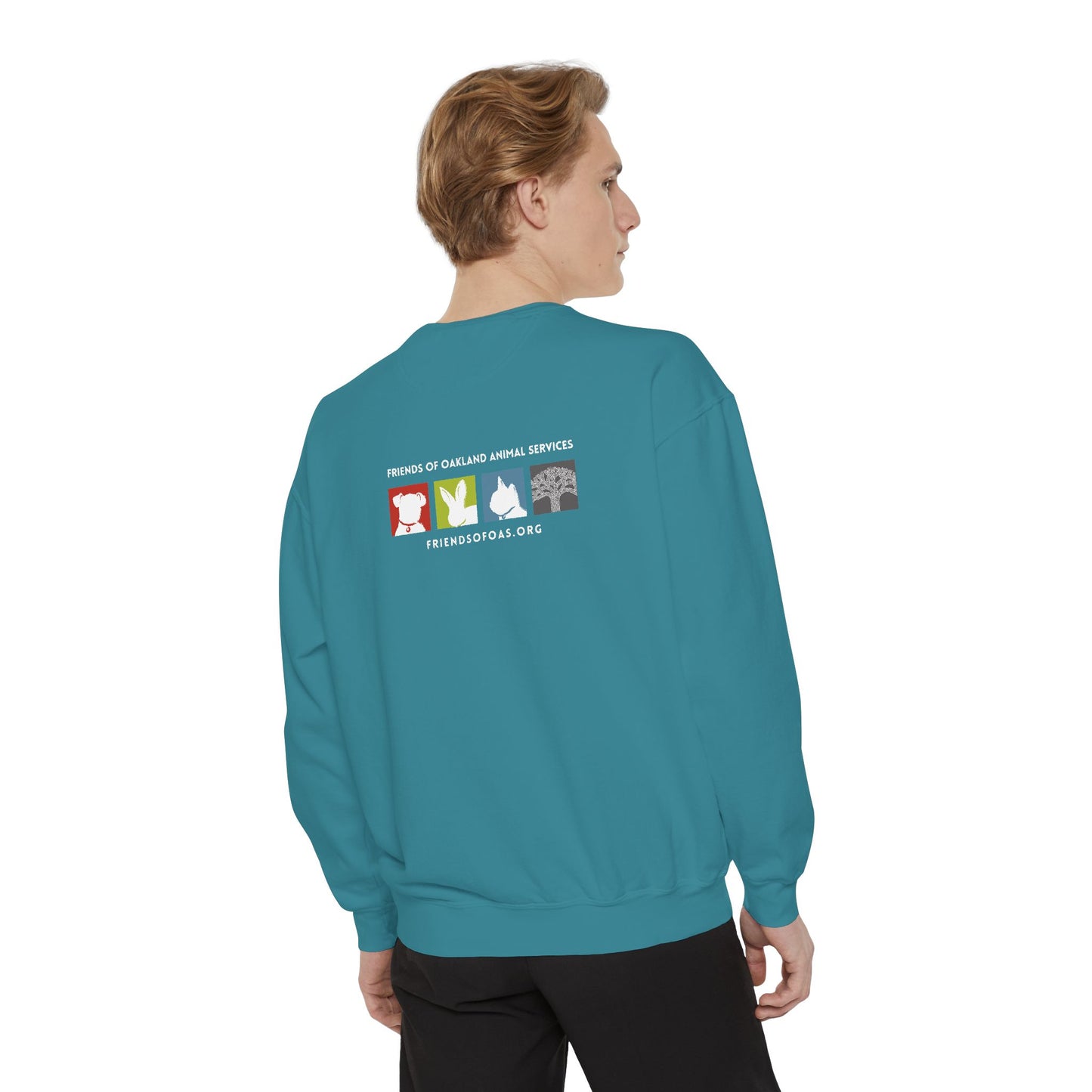 OAS Varsity Unisex Garment-Dyed Sweatshirt - Oakland Animal Services Charity Apparel