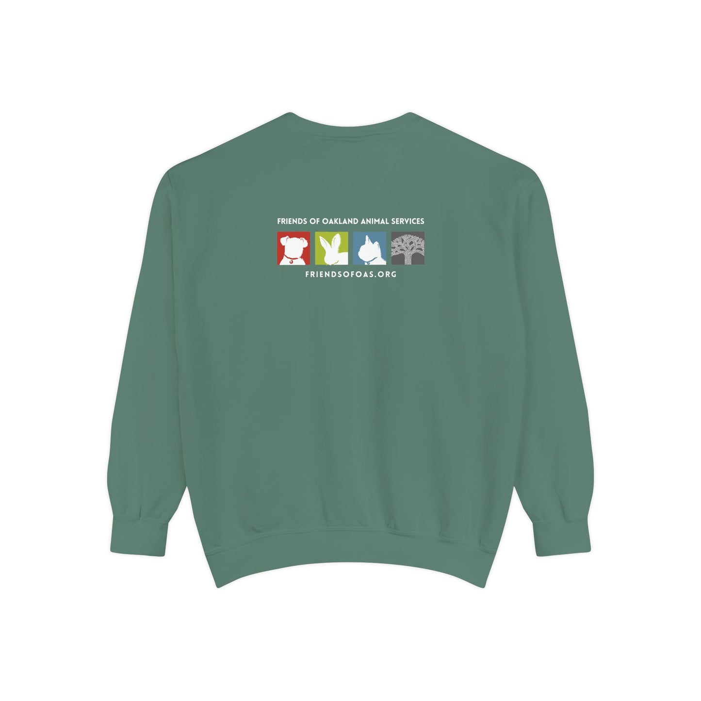 OAS Varsity Unisex Garment-Dyed Sweatshirt - Oakland Animal Services Charity Apparel