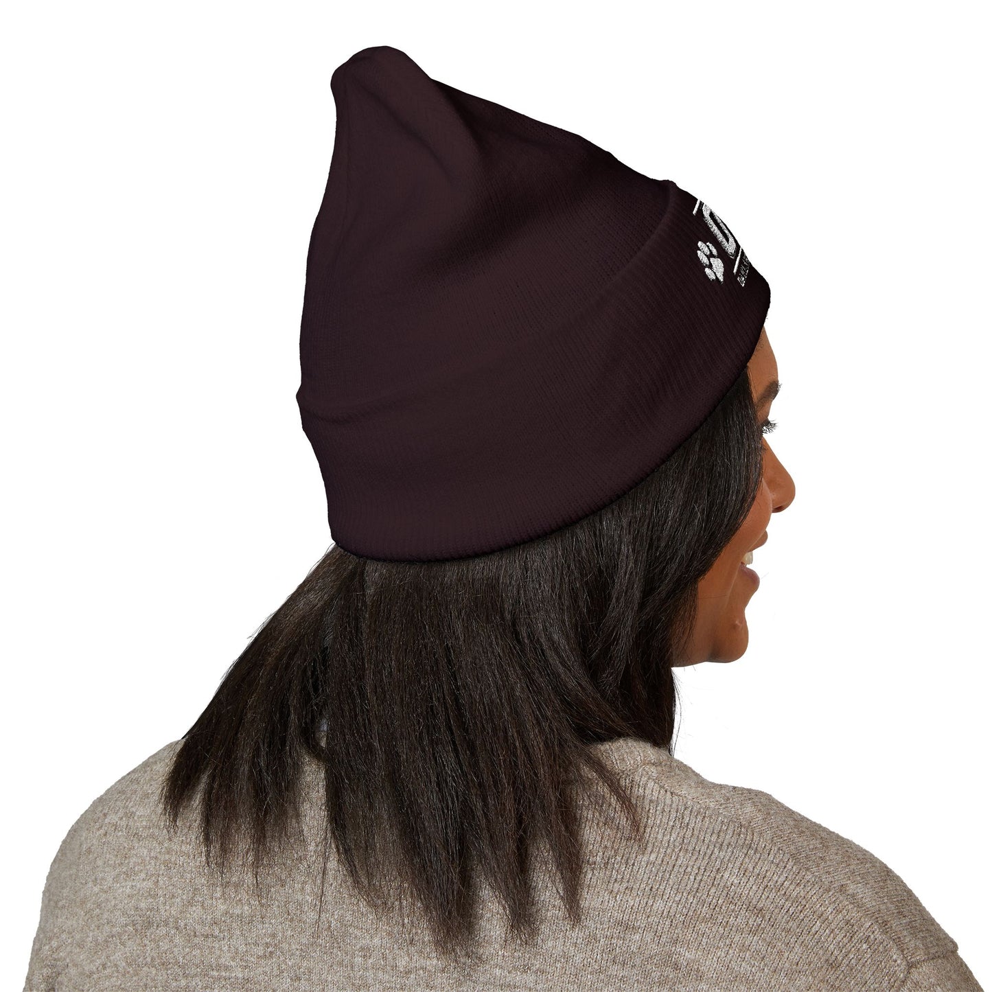 OAS Custom Embroidered Classic Cuffed Beanie - Bright Yellow Paw Print Design