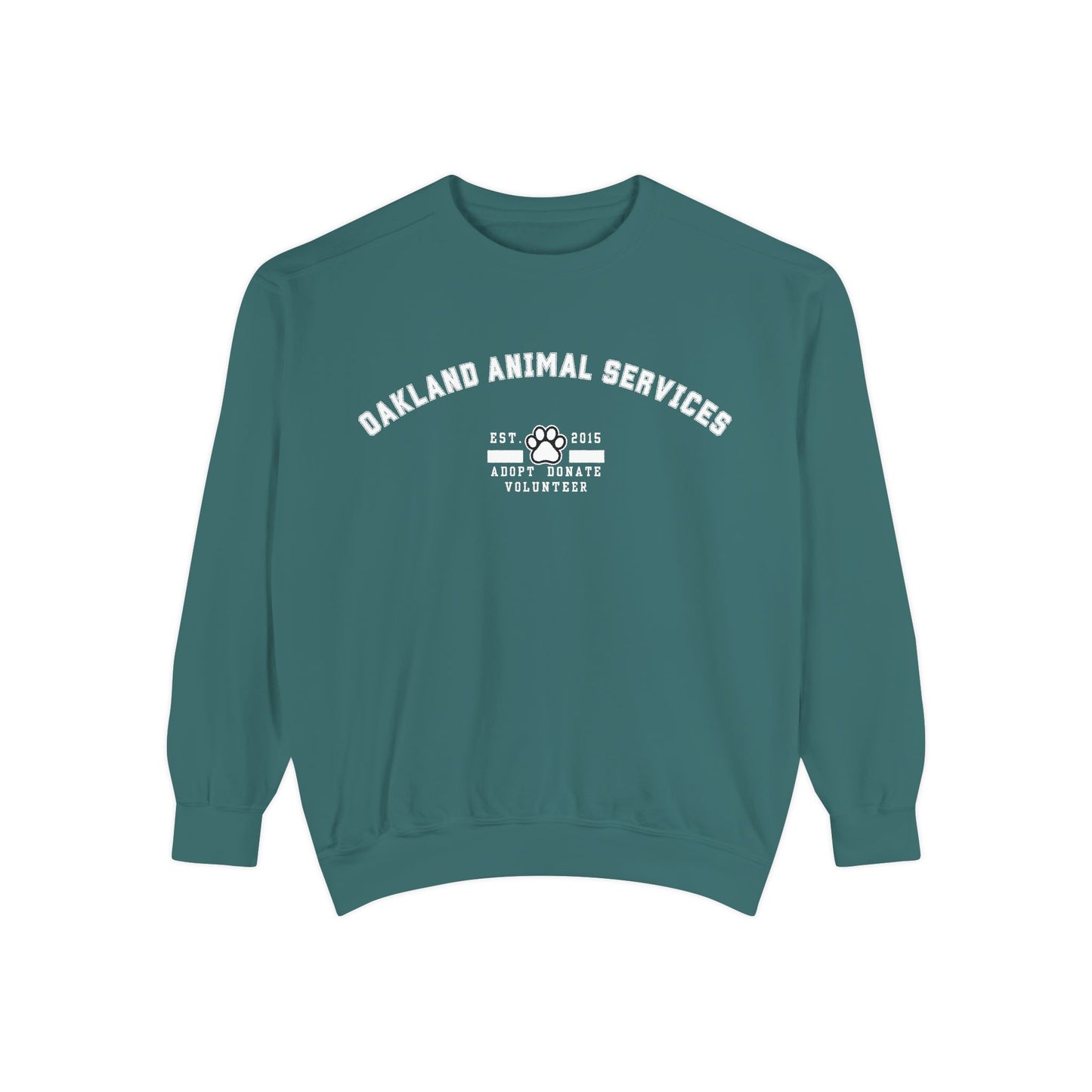 OAS Varsity Unisex Garment-Dyed Sweatshirt - Oakland Animal Services Charity Apparel