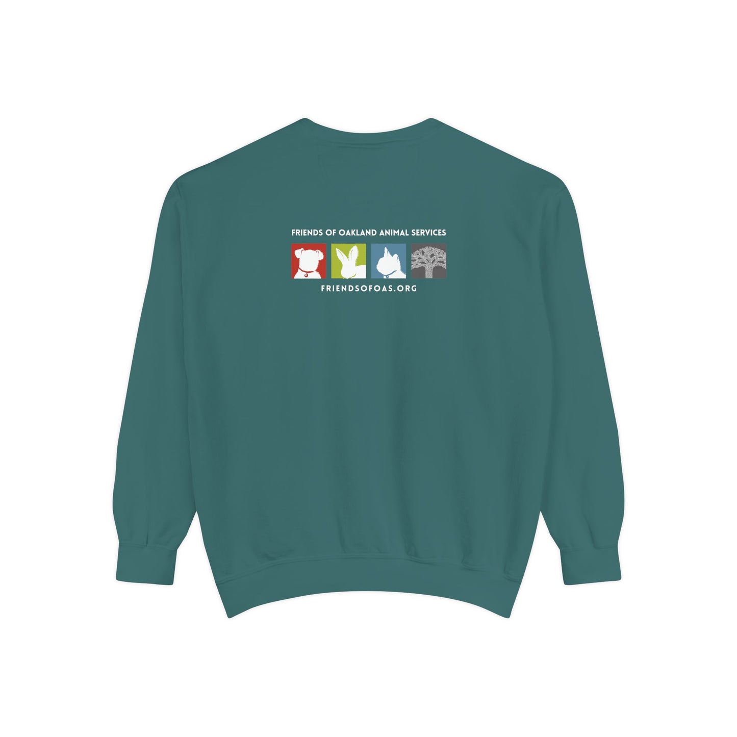 OAS Varsity Unisex Garment-Dyed Sweatshirt - Oakland Animal Services Charity Apparel
