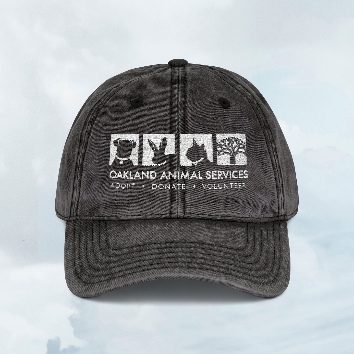 OAS Logo Vintage Embroidered Animal Rescue Cap - Grey Baseball Hat for Pet Lovers