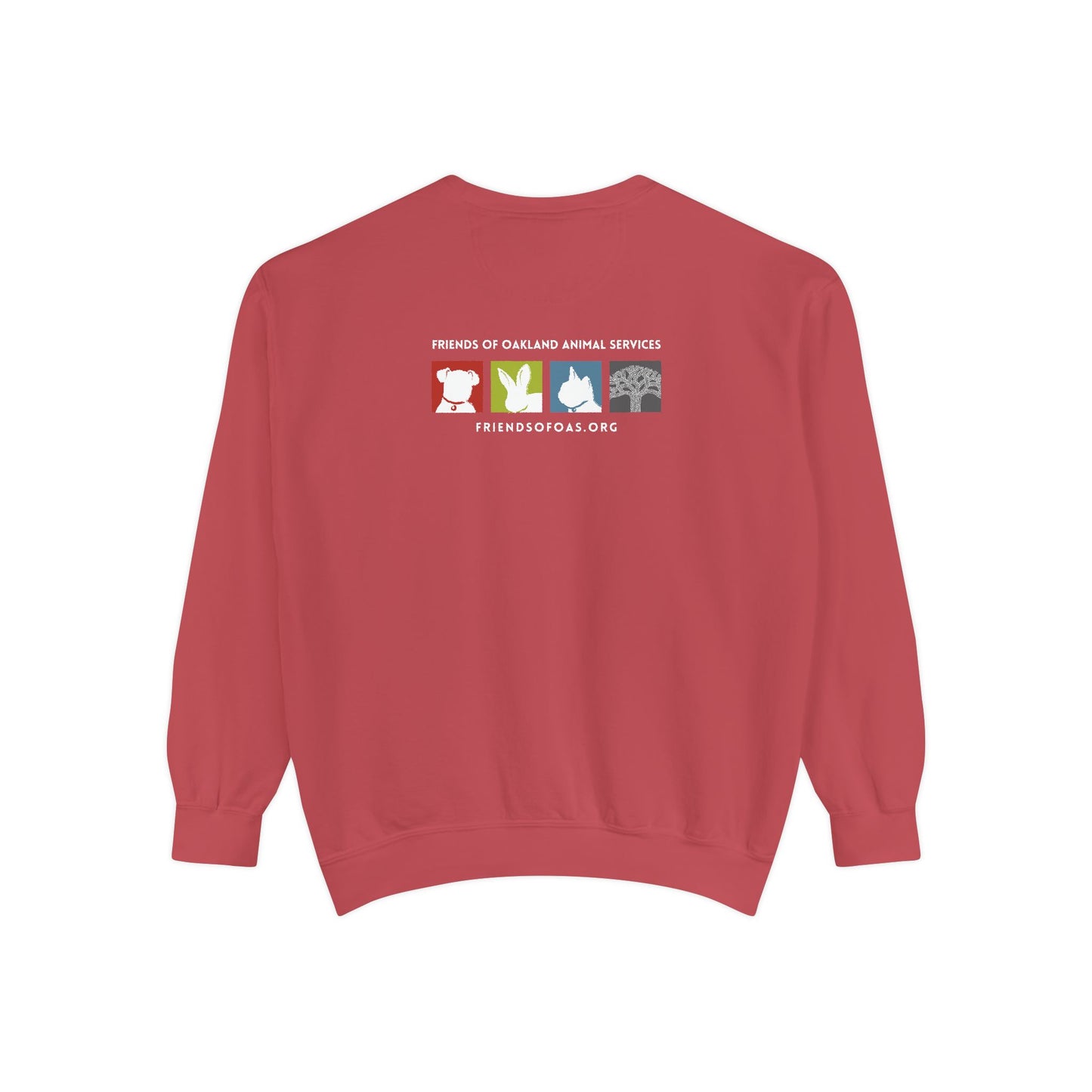OAS Varsity Unisex Garment-Dyed Sweatshirt - Oakland Animal Services Charity Apparel
