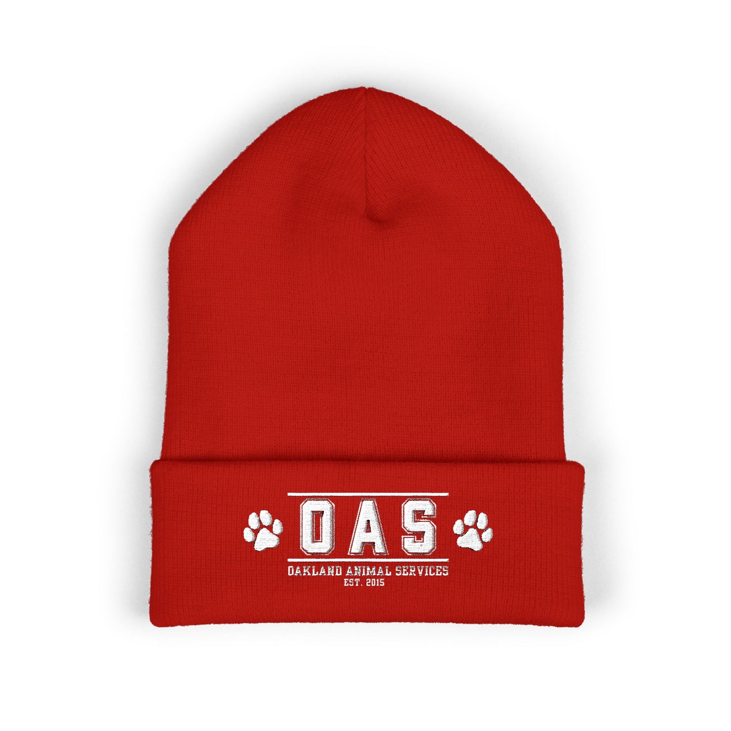 OAS Custom Embroidered Classic Cuffed Beanie - Bright Yellow Paw Print Design