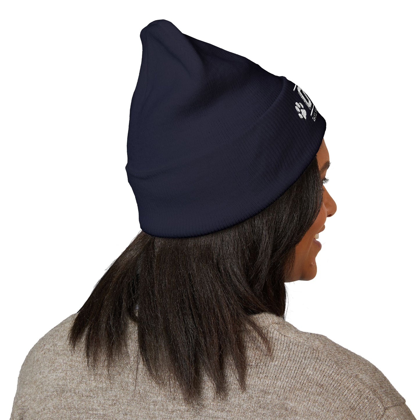OAS Custom Embroidered Classic Cuffed Beanie - Bright Yellow Paw Print Design