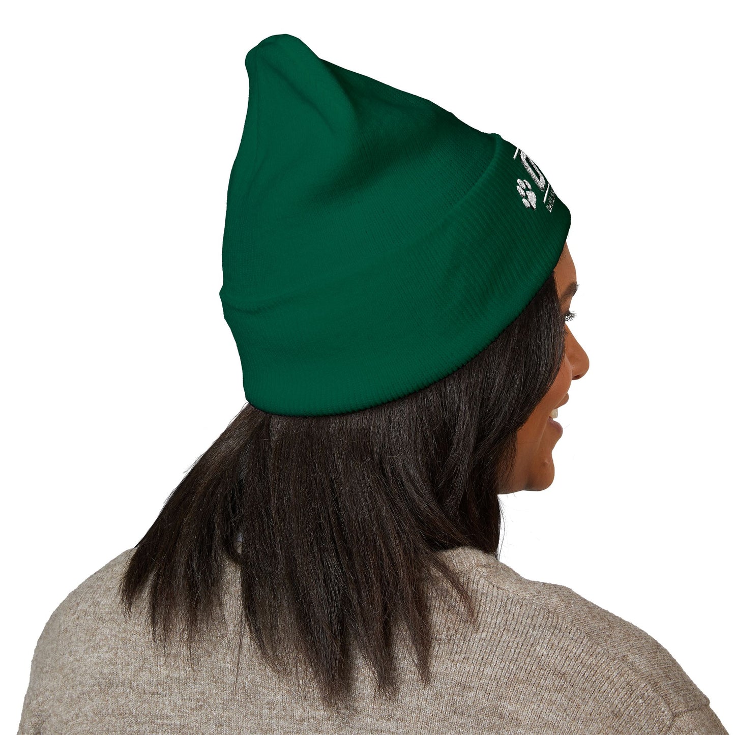 OAS Custom Embroidered Classic Cuffed Beanie - Bright Yellow Paw Print Design