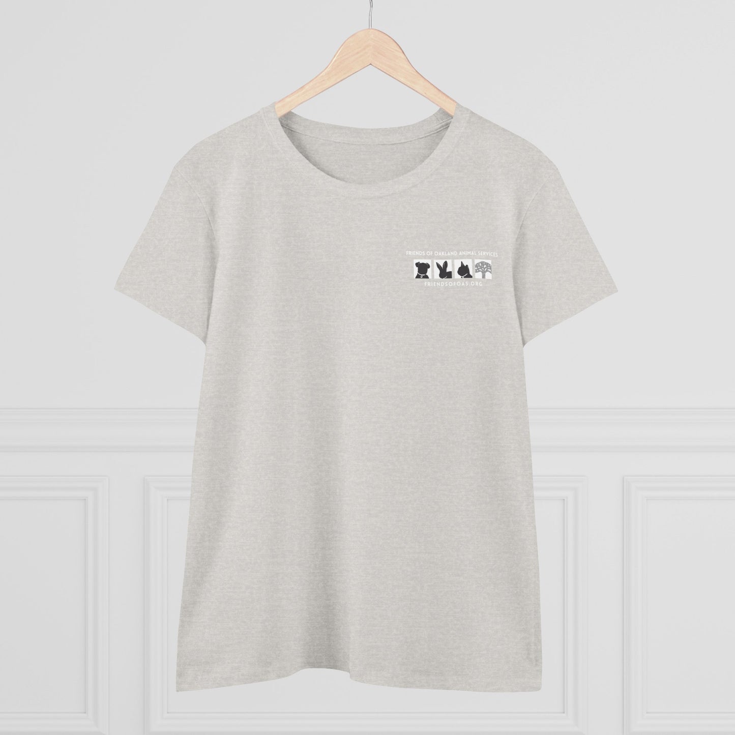 Helping Paw - Back Printed Women's Midweight Cotton Tee - Foster Adopt Donate Paw Print Tee