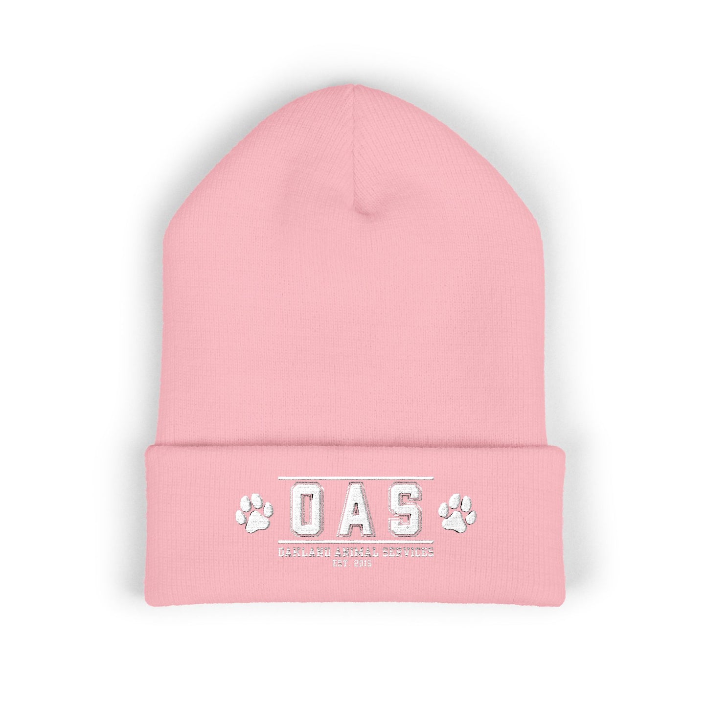 OAS Custom Embroidered Classic Cuffed Beanie - Bright Yellow Paw Print Design