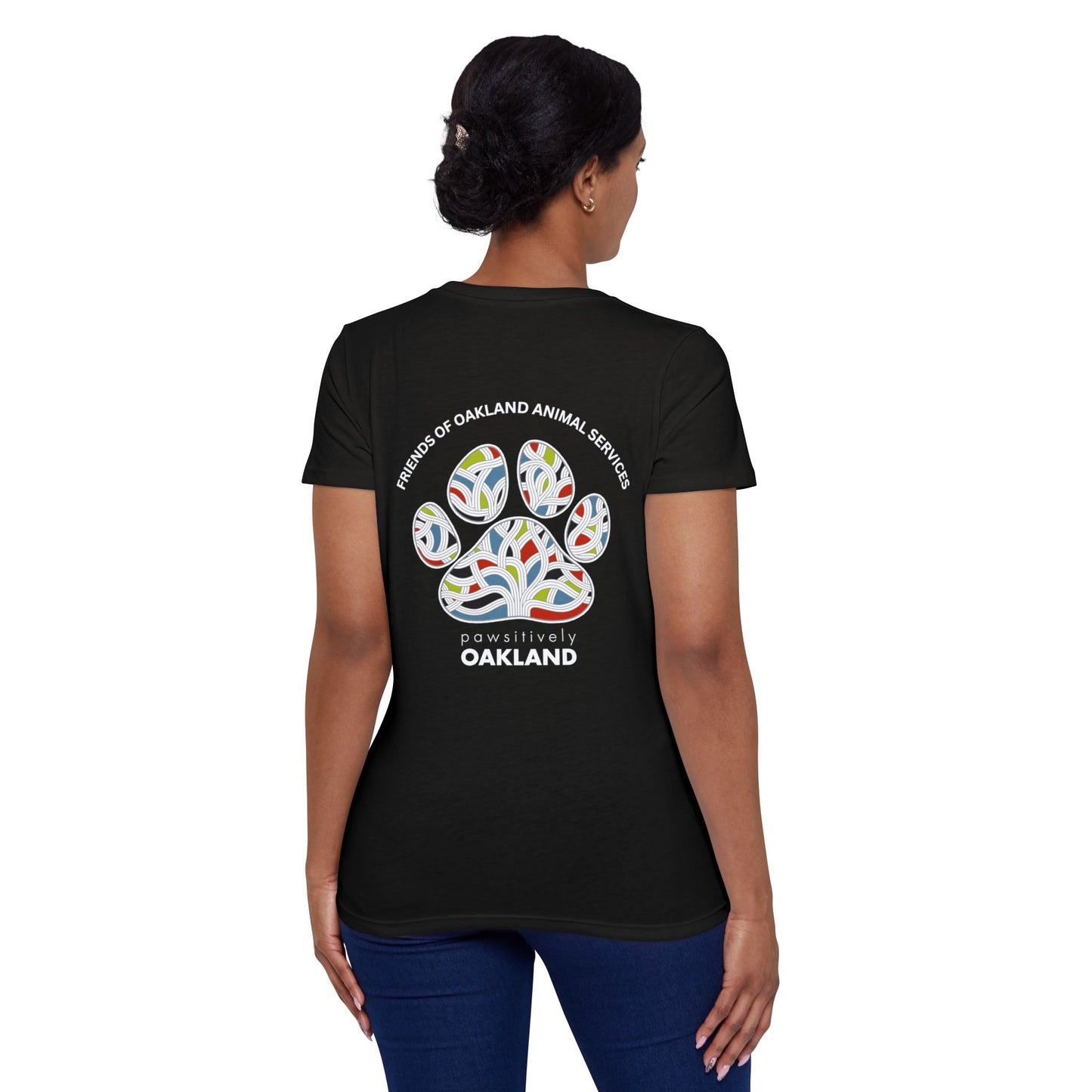 Pawsitively Oakland Back Printed Women's Organic Short Sleeve T-Shirt