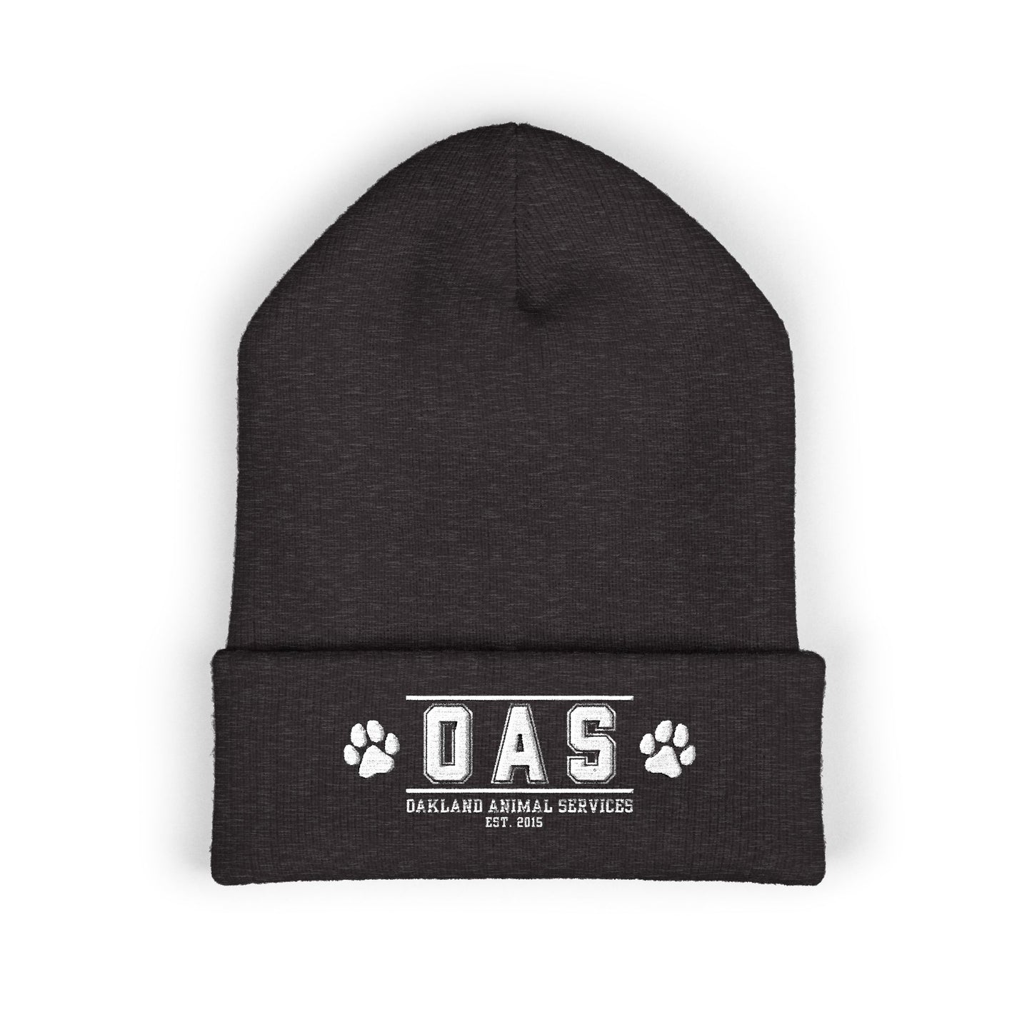 OAS Custom Embroidered Classic Cuffed Beanie - Bright Yellow Paw Print Design