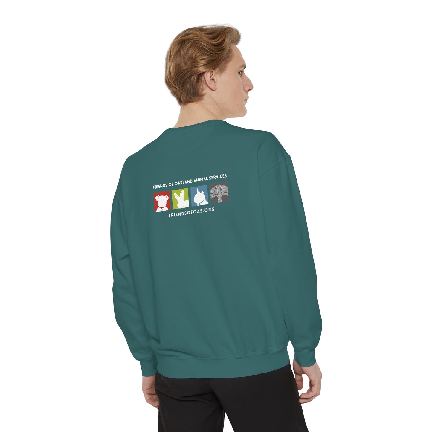 OAS Varsity Unisex Garment-Dyed Sweatshirt - Oakland Animal Services Charity Apparel