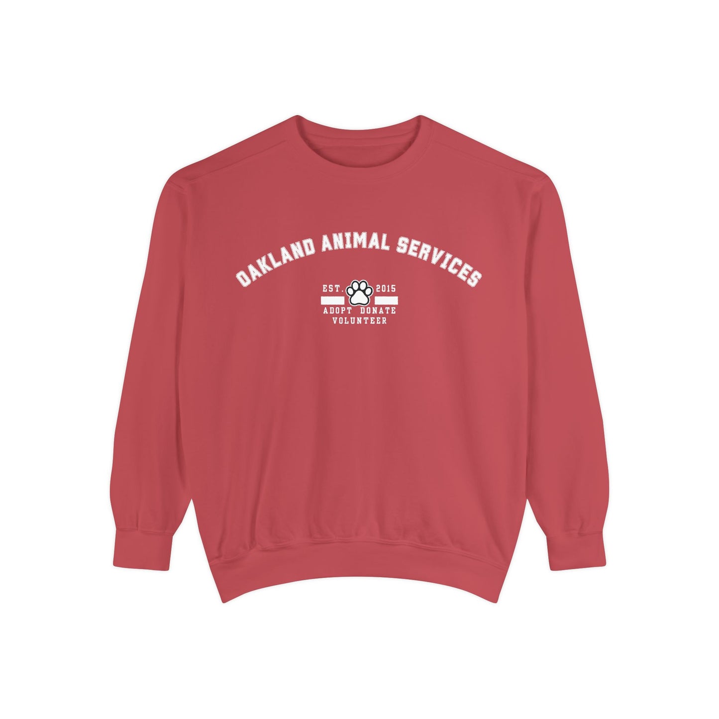 OAS Varsity Unisex Garment-Dyed Sweatshirt - Oakland Animal Services Charity Apparel