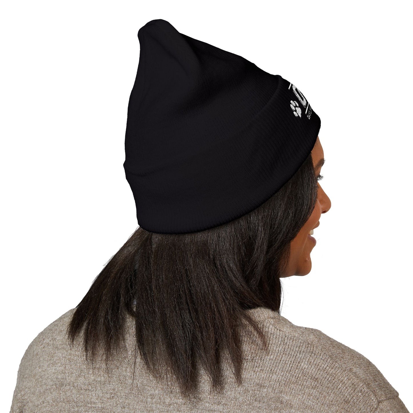OAS Custom Embroidered Classic Cuffed Beanie - Bright Yellow Paw Print Design