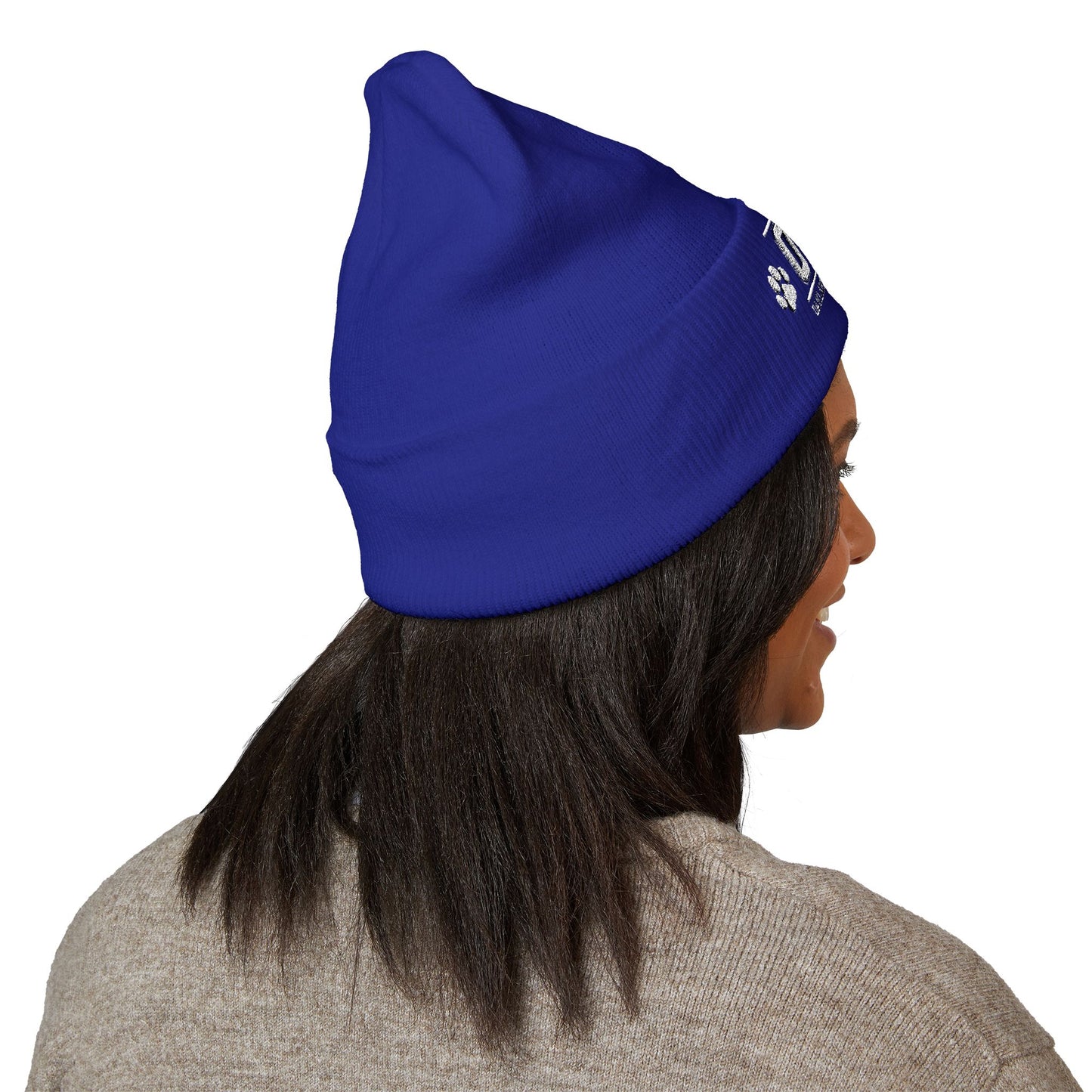 OAS Custom Embroidered Classic Cuffed Beanie - Bright Yellow Paw Print Design