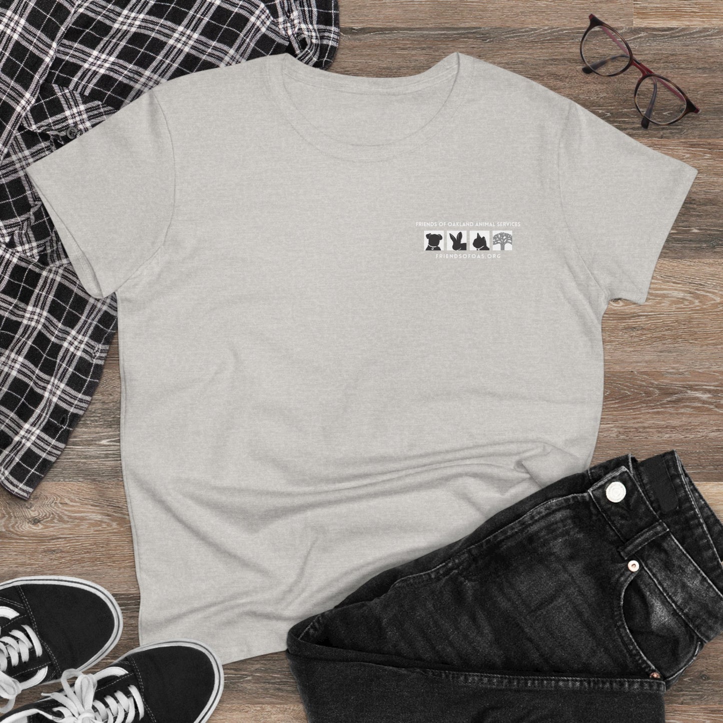 Helping Paw - Back Printed Women's Midweight Cotton Tee - Foster Adopt Donate Paw Print Tee