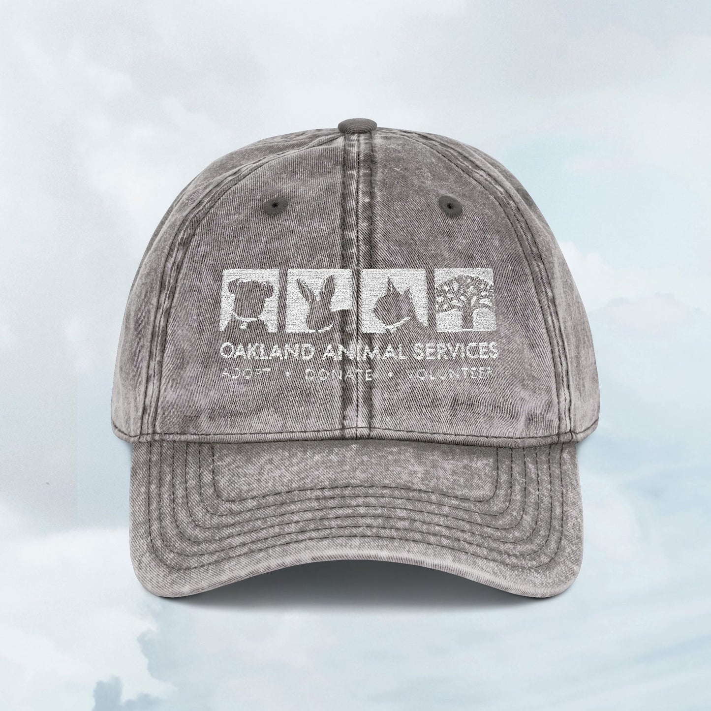 OAS Logo Vintage Embroidered Animal Rescue Cap - Grey Baseball Hat for Pet Lovers