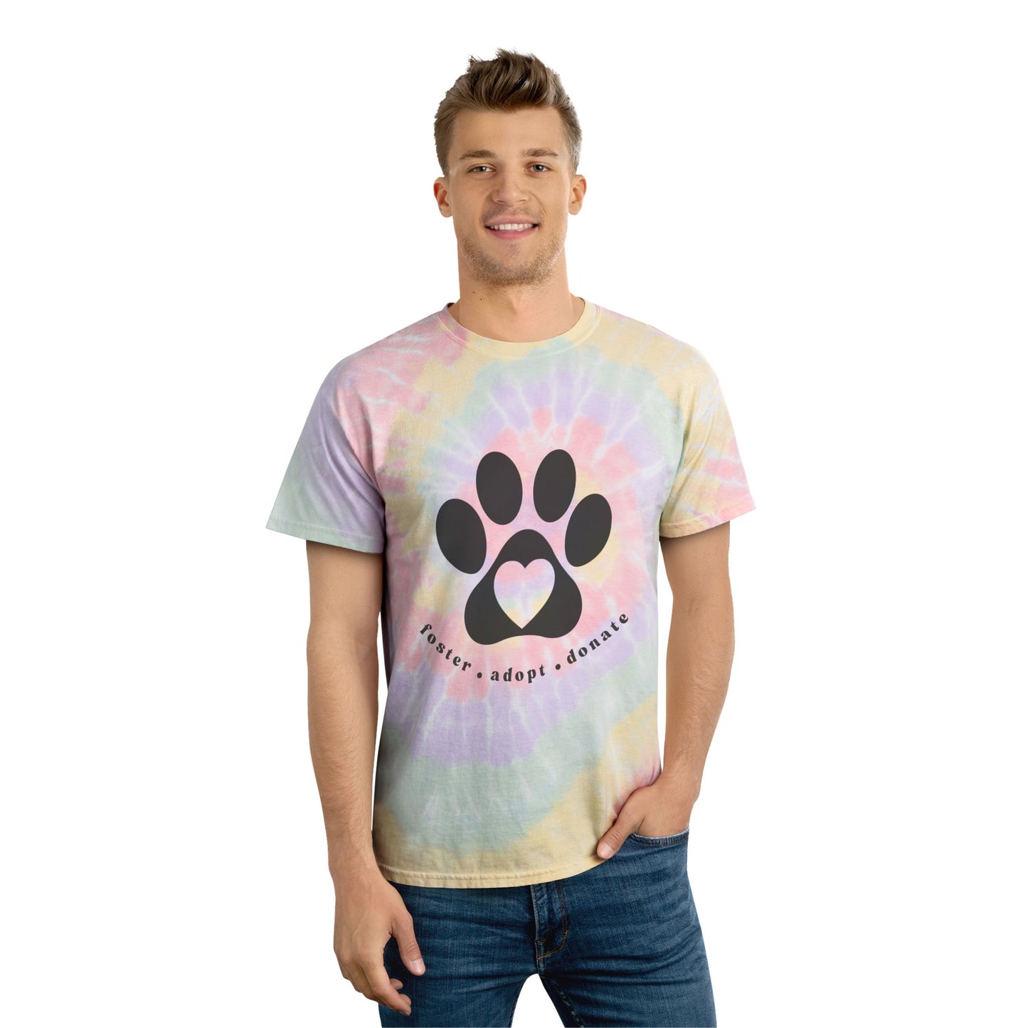 Colorful Tie-Dye Paw Print Tee - Foster Adopt Donate