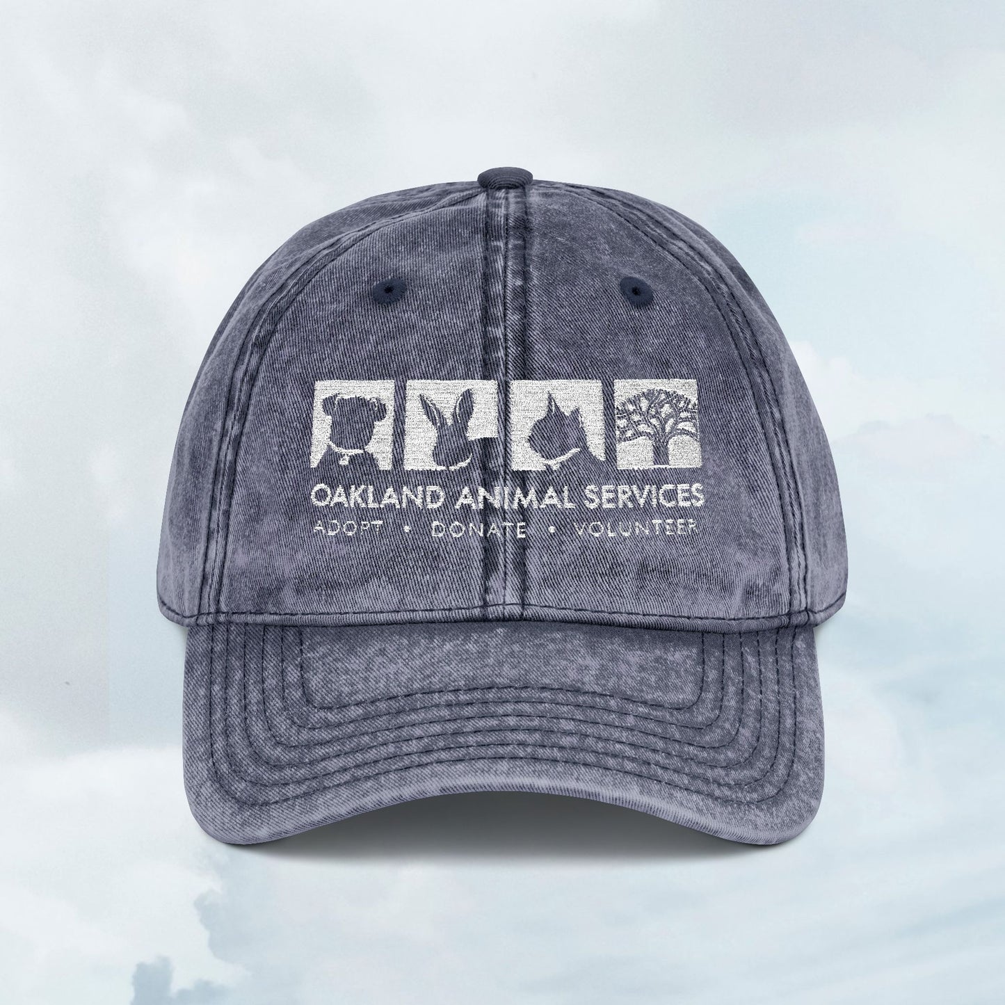OAS Logo Vintage Embroidered Animal Rescue Cap - Grey Baseball Hat for Pet Lovers