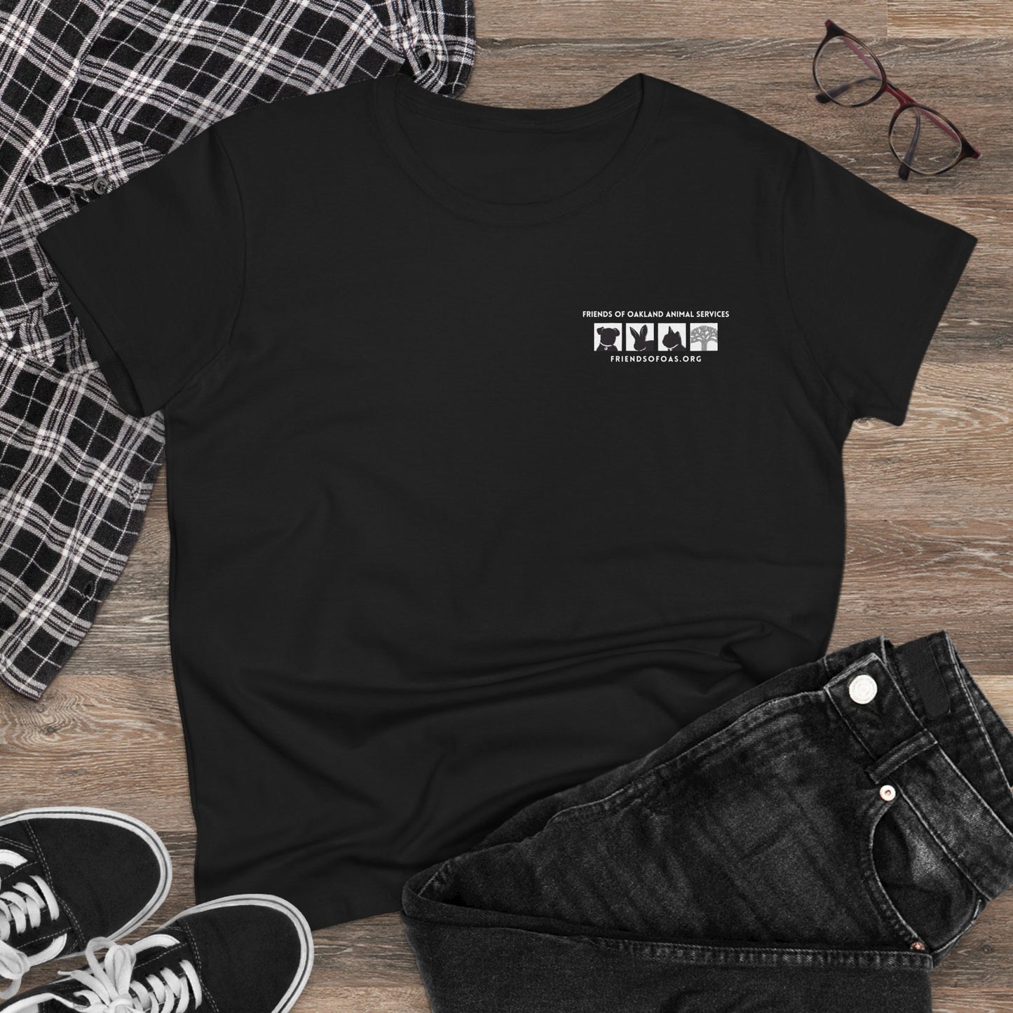Helping Paw - Back Printed Women's Midweight Cotton Tee - Foster Adopt Donate Paw Print Tee