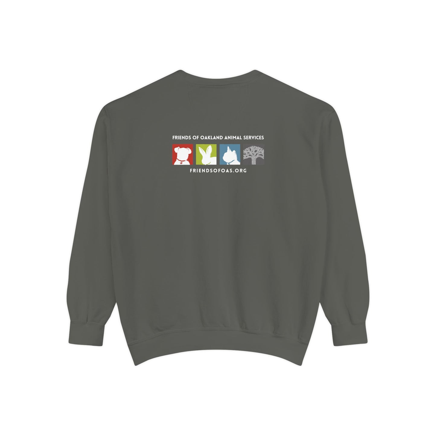 OAS Varsity Unisex Garment-Dyed Sweatshirt - Oakland Animal Services Charity Apparel