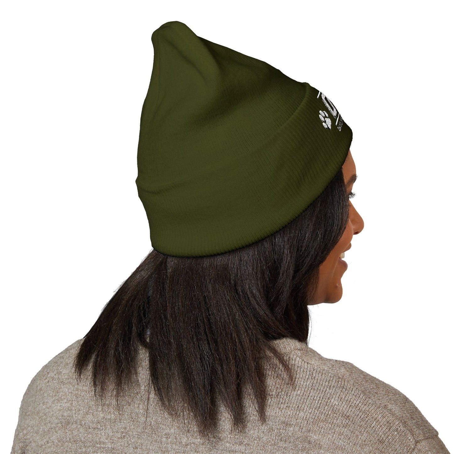 OAS Custom Embroidered Classic Cuffed Beanie - Bright Yellow Paw Print Design