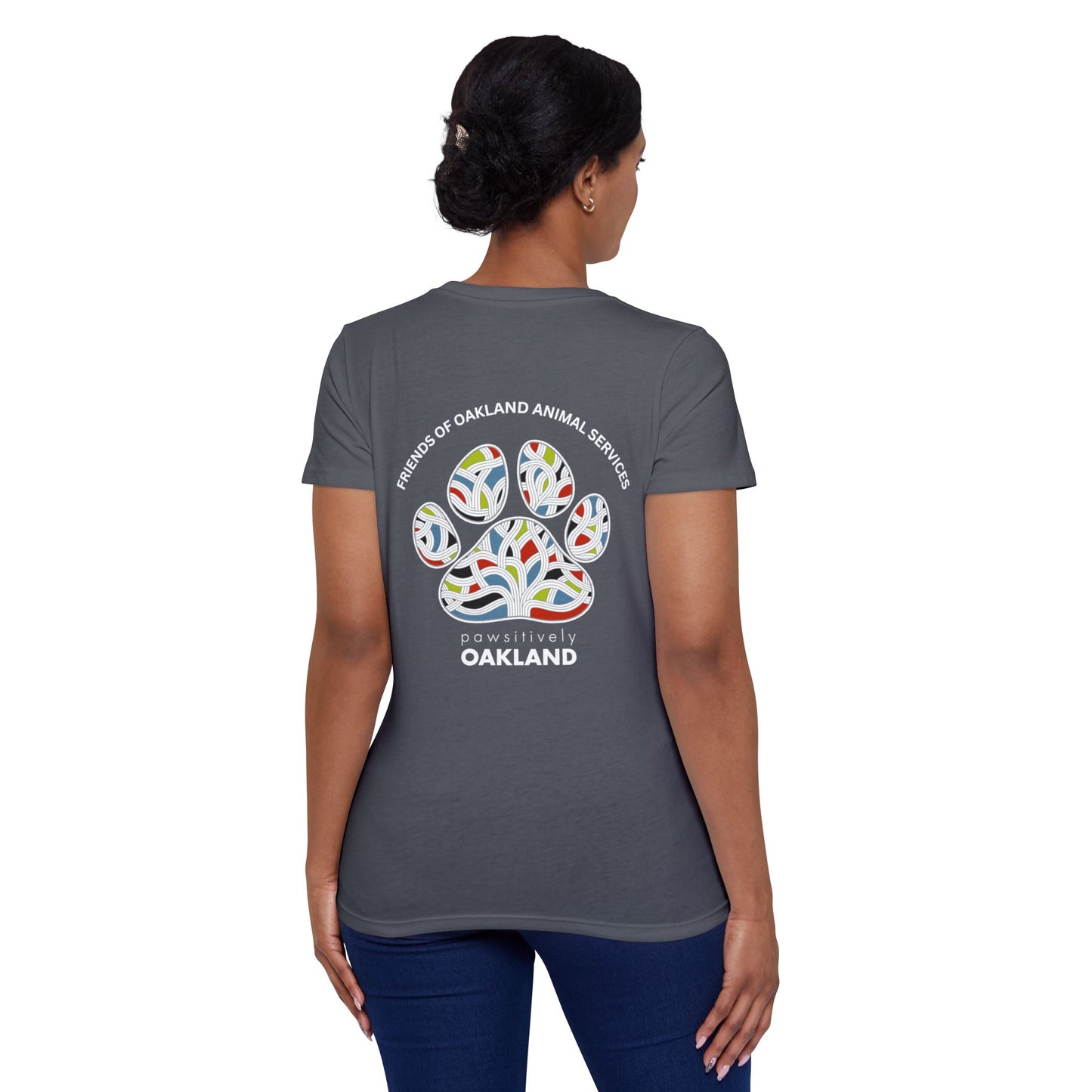 Pawsitively Oakland Back Printed Women's Organic Short Sleeve T-Shirt