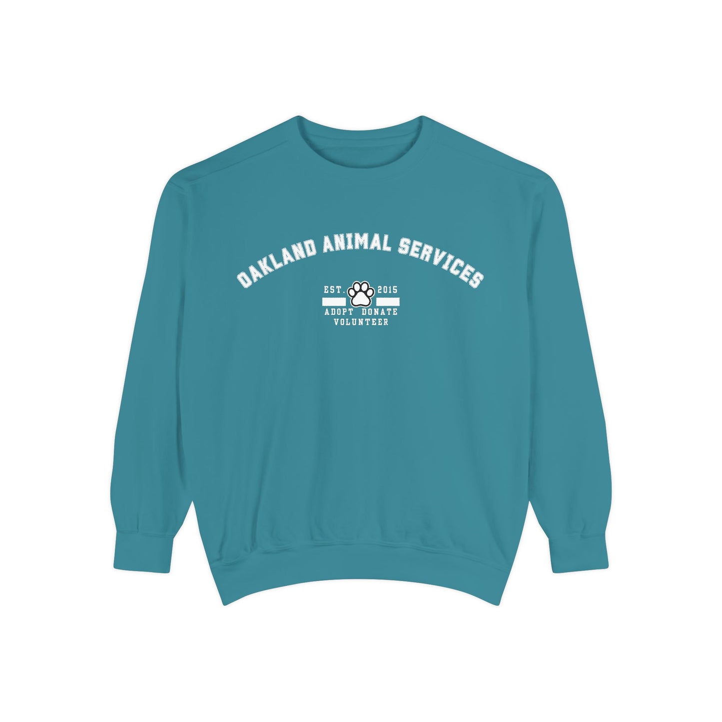 OAS Varsity Unisex Garment-Dyed Sweatshirt - Oakland Animal Services Charity Apparel