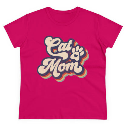 Cat Mom Women's Midweight Cotton Tee