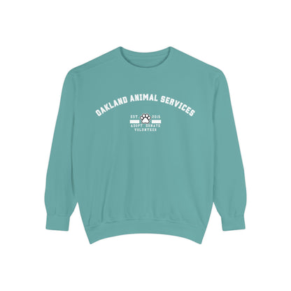 OAS Varsity Unisex Garment-Dyed Sweatshirt - Oakland Animal Services Charity Apparel