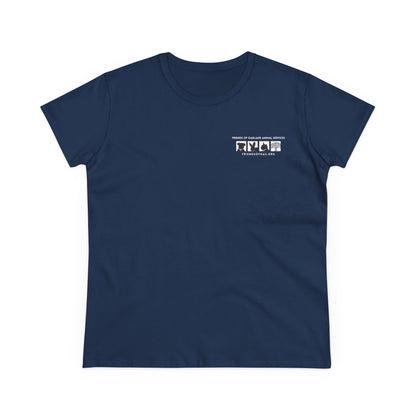 Helping Paw - Back Printed Women's Midweight Cotton Tee - Foster Adopt Donate Paw Print Tee