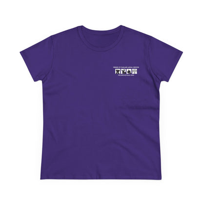 Helping Paw - Back Printed Women's Midweight Cotton Tee - Foster Adopt Donate Paw Print Tee