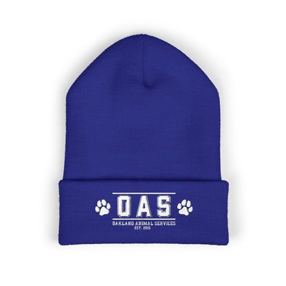 OAS Custom Embroidered Classic Cuffed Beanie - Bright Yellow Paw Print Design